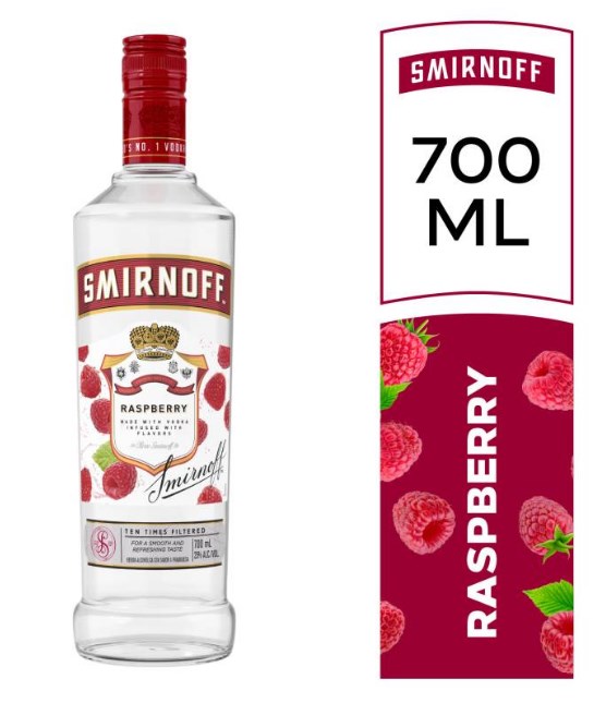 VODKA SMIRNOFF FLAVORS RASPBERRY X 700 CC